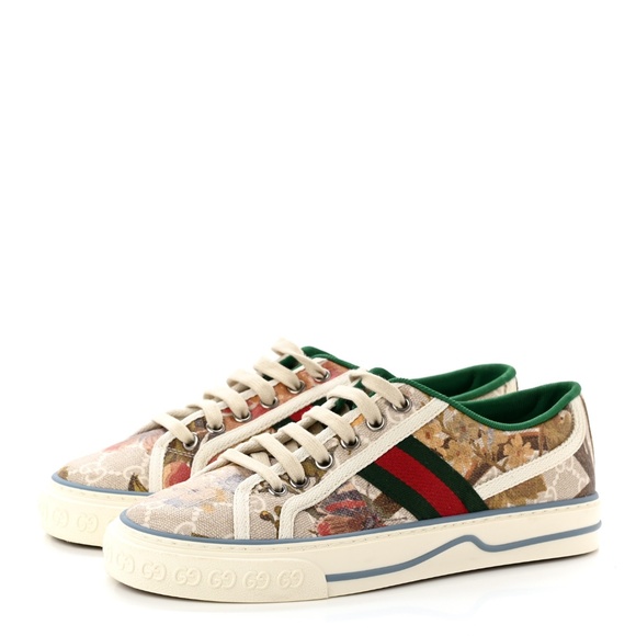 GUCCI GG Supreme Monogram Water Flora Web 1977 Tennis Sneakers 37.5 - Perfect! - Picture 3 of 8